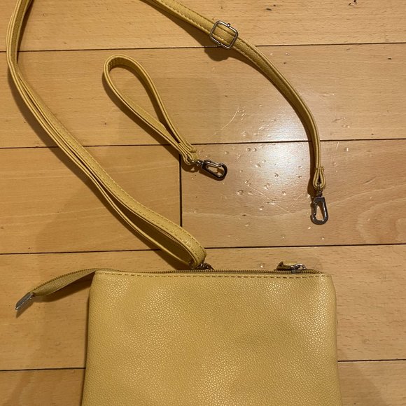 NWOT Faux Leather Yellow Shoulder Bag, Crossbody or Wristlet - Picture 9 of 10